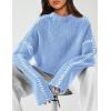 imagePRETTYGARDEN Womens Chunky Knit Sweaters 2025 Fall Long Sleeve Mock Neck Oversized Pullover Tops Winter Fashion ClothesLight Blue