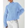 imagePRETTYGARDEN Womens Chunky Knit Sweaters 2025 Fall Long Sleeve Mock Neck Oversized Pullover Tops Winter Fashion ClothesLight Blue