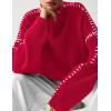 imagePRETTYGARDEN Womens Chunky Knit Sweaters 2025 Fall Long Sleeve Mock Neck Oversized Pullover Tops Winter Fashion ClothesRed