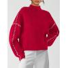 imagePRETTYGARDEN Womens Chunky Knit Sweaters 2025 Fall Long Sleeve Mock Neck Oversized Pullover Tops Winter Fashion ClothesRed