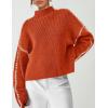 imagePRETTYGARDEN Womens Chunky Knit Sweaters 2025 Fall Long Sleeve Mock Neck Oversized Pullover Tops Winter Fashion ClothesRust Red