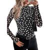 imagePRETTYGARDEN Womens Mesh Floral Blouses 2025 Fall Clothes Long Sleeve Going Out Tops Fitted Shirts Date Night Outfit01 Dot Black White