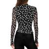 imagePRETTYGARDEN Womens Mesh Floral Blouses 2025 Fall Clothes Long Sleeve Going Out Tops Fitted Shirts Date Night Outfit01 Dot Black White
