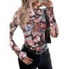 imagePRETTYGARDEN Womens Mesh Floral Blouses 2025 Fall Clothes Long Sleeve Going Out Tops Fitted Shirts Date Night OutfitFloral Black Blue