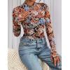 imagePRETTYGARDEN Womens Mesh Floral Blouses 2025 Fall Clothes Long Sleeve Going Out Tops Fitted Shirts Date Night OutfitFloral Black Orange