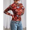 imagePRETTYGARDEN Womens Mesh Floral Blouses 2025 Fall Clothes Long Sleeve Going Out Tops Fitted Shirts Date Night OutfitFloral Black Red