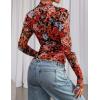 imagePRETTYGARDEN Womens Mesh Floral Blouses 2025 Fall Clothes Long Sleeve Going Out Tops Fitted Shirts Date Night OutfitFloral Black Red