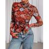 imagePRETTYGARDEN Womens Mesh Floral Blouses 2025 Fall Clothes Long Sleeve Going Out Tops Fitted Shirts Date Night OutfitFloral Black Red