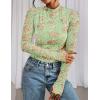 imagePRETTYGARDEN Womens Mesh Floral Blouses 2025 Fall Clothes Long Sleeve Going Out Tops Fitted Shirts Date Night OutfitFloral Green