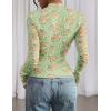 imagePRETTYGARDEN Womens Mesh Floral Blouses 2025 Fall Clothes Long Sleeve Going Out Tops Fitted Shirts Date Night OutfitFloral Green
