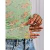 imagePRETTYGARDEN Womens Mesh Floral Blouses 2025 Fall Clothes Long Sleeve Going Out Tops Fitted Shirts Date Night OutfitFloral Green