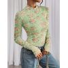 imagePRETTYGARDEN Womens Mesh Floral Blouses 2025 Fall Clothes Long Sleeve Going Out Tops Fitted Shirts Date Night OutfitFloral Green