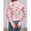 imagePRETTYGARDEN Womens Mesh Floral Blouses 2025 Fall Clothes Long Sleeve Going Out Tops Fitted Shirts Date Night OutfitFloral Pink