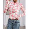 imagePRETTYGARDEN Womens Mesh Floral Blouses 2025 Fall Clothes Long Sleeve Going Out Tops Fitted Shirts Date Night OutfitFloral Pink