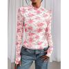 imagePRETTYGARDEN Womens Mesh Floral Blouses 2025 Fall Clothes Long Sleeve Going Out Tops Fitted Shirts Date Night OutfitFloral Pink