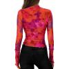 imagePRETTYGARDEN Womens Mesh Floral Blouses 2025 Fall Clothes Long Sleeve Going Out Tops Fitted Shirts Date Night OutfitFloral Red Purple