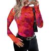 imagePRETTYGARDEN Womens Mesh Floral Blouses 2025 Fall Clothes Long Sleeve Going Out Tops Fitted Shirts Date Night OutfitFloral Red Purple