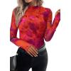 imagePRETTYGARDEN Womens Mesh Floral Blouses 2025 Fall Clothes Long Sleeve Going Out Tops Fitted Shirts Date Night OutfitFloral Red Purple