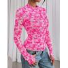 imagePRETTYGARDEN Womens Mesh Floral Blouses 2025 Fall Clothes Long Sleeve Going Out Tops Fitted Shirts Date Night OutfitFloral White Rose Pink