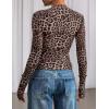 imagePRETTYGARDEN Womens Mesh Floral Blouses 2025 Fall Clothes Long Sleeve Going Out Tops Fitted Shirts Date Night OutfitLeopard Print
