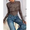 imagePRETTYGARDEN Womens Mesh Floral Blouses 2025 Fall Clothes Long Sleeve Going Out Tops Fitted Shirts Date Night OutfitLeopard Print