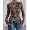 imagePRETTYGARDEN Womens Mesh Floral Blouses 2025 Fall Clothes Long Sleeve Going Out Tops Fitted Shirts Date Night OutfitLeopard Print