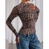 imagePRETTYGARDEN Womens Mesh Floral Blouses 2025 Fall Clothes Long Sleeve Going Out Tops Fitted Shirts Date Night OutfitLeopard Print