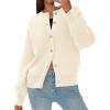 imagePRETTYGARDEN Cardigan for Women 2025 Fall Fashion Long Sleeve Trendy Button Down Work Office Sweaters Cute Winter JacketBeige
