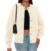 imagePRETTYGARDEN Cardigan for Women 2025 Fall Fashion Long Sleeve Trendy Button Down Work Office Sweaters Cute Winter JacketBeige