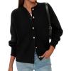 imagePRETTYGARDEN Cardigan for Women 2025 Fall Fashion Long Sleeve Trendy Button Down Work Office Sweaters Cute Winter JacketBlack