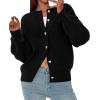 imagePRETTYGARDEN Cardigan for Women 2025 Fall Fashion Long Sleeve Trendy Button Down Work Office Sweaters Cute Winter JacketBlack