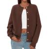 imagePRETTYGARDEN Cardigan for Women 2025 Fall Fashion Long Sleeve Trendy Button Down Work Office Sweaters Cute Winter JacketBrown