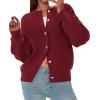 imagePRETTYGARDEN Cardigan for Women 2025 Fall Fashion Long Sleeve Trendy Button Down Work Office Sweaters Cute Winter JacketBurgundy