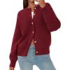 imagePRETTYGARDEN Cardigan for Women 2025 Fall Fashion Long Sleeve Trendy Button Down Work Office Sweaters Cute Winter JacketBurgundy