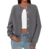 imagePRETTYGARDEN Cardigan for Women 2025 Fall Fashion Long Sleeve Trendy Button Down Work Office Sweaters Cute Winter JacketGrey