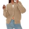 imagePRETTYGARDEN Cardigan for Women 2025 Fall Fashion Long Sleeve Trendy Button Down Work Office Sweaters Cute Winter JacketKhaki