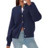 imagePRETTYGARDEN Cardigan for Women 2025 Fall Fashion Long Sleeve Trendy Button Down Work Office Sweaters Cute Winter JacketNavy