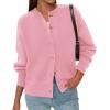 imagePRETTYGARDEN Cardigan for Women 2025 Fall Fashion Long Sleeve Trendy Button Down Work Office Sweaters Cute Winter JacketPink