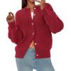 imagePRETTYGARDEN Cardigan for Women 2025 Fall Fashion Long Sleeve Trendy Button Down Work Office Sweaters Cute Winter JacketRed