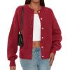 imagePRETTYGARDEN Cardigan for Women 2025 Fall Fashion Long Sleeve Trendy Button Down Work Office Sweaters Cute Winter JacketRed