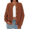 imagePRETTYGARDEN Cardigan for Women 2025 Fall Fashion Long Sleeve Trendy Button Down Work Office Sweaters Cute Winter JacketRed Brown