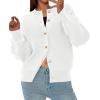 imagePRETTYGARDEN Cardigan for Women 2025 Fall Fashion Long Sleeve Trendy Button Down Work Office Sweaters Cute Winter JacketWhite