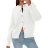 imagePRETTYGARDEN Cardigan for Women 2025 Fall Fashion Long Sleeve Trendy Button Down Work Office Sweaters Cute Winter JacketWhite