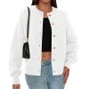 imagePRETTYGARDEN Cardigan for Women 2025 Fall Fashion Long Sleeve Trendy Button Down Work Office Sweaters Cute Winter JacketWhite