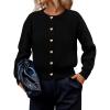imagePRETTYGARDEN Cardigan for Women 2025 Fall Fashion Long Sleeve Trendy Button Down Work Office Sweaters Cute Winter JacketBlack
