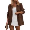 imagePRETTYGARDEN Blazers for Women Business Casual Outfits 2025 Fall Fashion Open Front Long Sleeve Suit Jackets Work BlazerBrown
