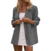 imagePRETTYGARDEN Blazers for Women Business Casual Outfits 2025 Fall Fashion Open Front Long Sleeve Suit Jackets Work BlazerGrey