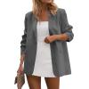 imagePRETTYGARDEN Blazers for Women Business Casual Outfits 2025 Fall Fashion Open Front Long Sleeve Suit Jackets Work BlazerGrey
