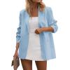 imagePRETTYGARDEN Blazers for Women Business Casual Outfits 2025 Fall Fashion Open Front Long Sleeve Suit Jackets Work BlazerLight Blue