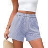 imagePRETTYGARDEN Womens Striped Boxer Shorts Summer 2025 Trendy Casual Elastic Waist Lounge Sleep Pajama Bottoms Beach ShortsStriped Dark Blue White